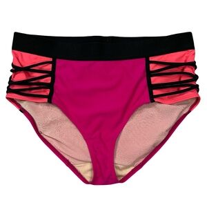 Swim by Cacique Pink Orange Black Bikini Bottom Size 20
